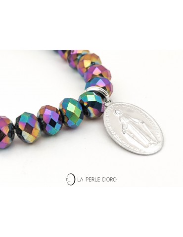 Religious medal, Bohemian crystal bracelet, Santa Cruz Collection