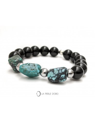 Turquoise and onyx bracelet