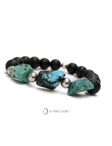 Turquoise and black agate...
