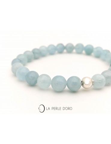 Milky Aquamarine 0.39 inches, Man and Woman Collection Bracelet