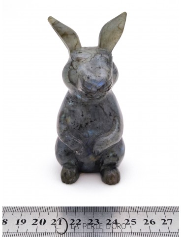 Labradorite, lapin 10cm (Protection médicale, empathie) Pierre de décoration vintage