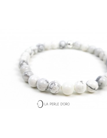 Howlite blanche 6mm, Bracelet Collection Messager