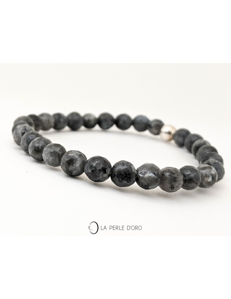 Labradorite noire 6mm facettée, Bracelet Collection Messager