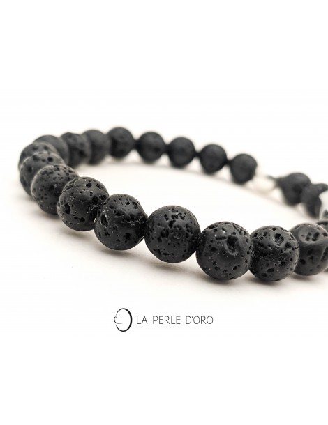 Lave 8mm, Bracelet pierres semi-précieuses