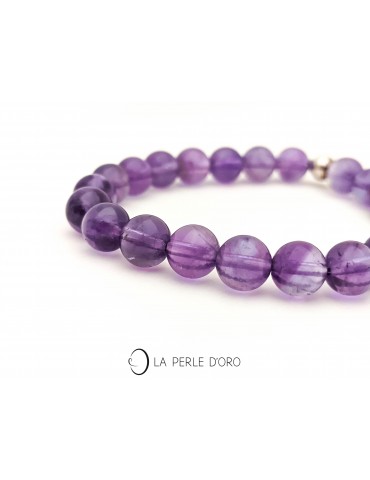 Améthyste sélectionnée 8mm, Bracelet pierres semi-précieuses