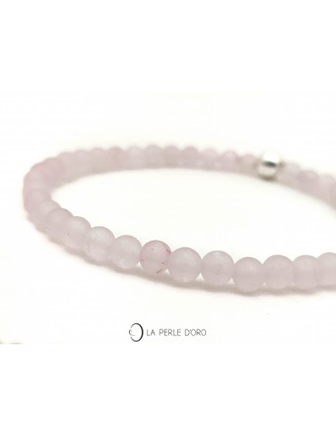 Pink quartz 4mm matte, round beads, Delicate Collection Bracelet