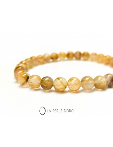 Quartz rutilé jaune 6mm,...