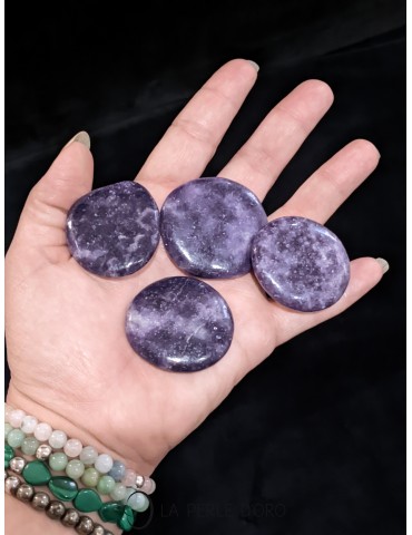 Lepidolite dark, Pebble of care 1.57 to 1.77 inches (Soothing, intuition) sold by the unit