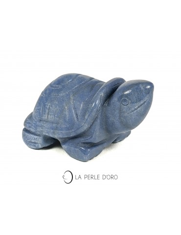 Aventurine bleue (Quartz bleu, Afrique), tortue en pierre semi précieuse 5cm