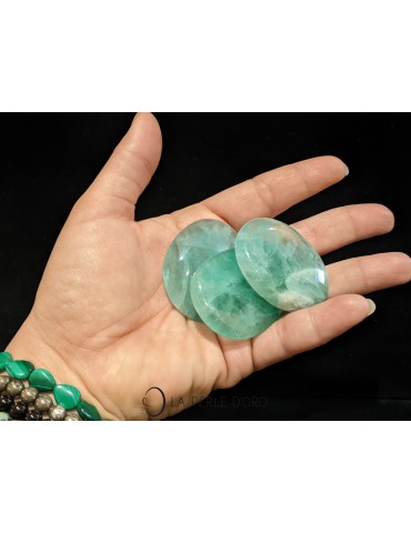 Green Fluorite, flat healing pebble 1.57 to 1.97 inches (Balance and Relaxation)