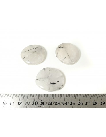 Quartz à inclusions de Tourmaline noire, Galet plat 4 à 4,5 cm (Ancrage et protection)
