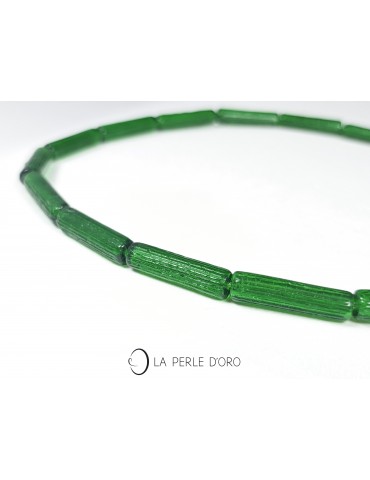 Verre de Murano vert sapin, tubes 20mm, Ras de cou Collection Maya