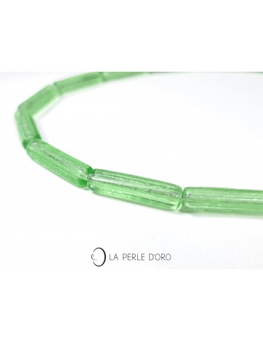Verre de Murano vert clair, tubes 20mm, Ras de cou Collection Maya