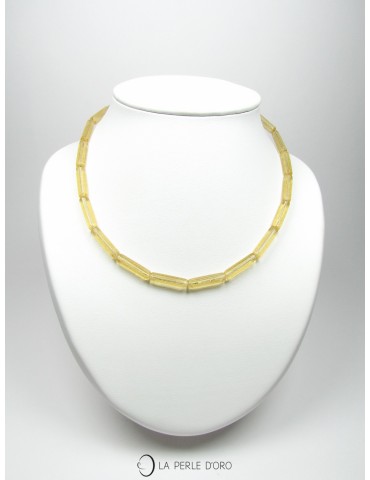 Murano glass necklace, light caramel tubes , Maya Collection