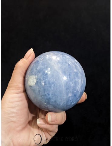 Blue calcite, sphere 8cm (Soothing, communication)