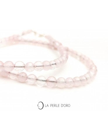 Pink Quartz 0,16 inches , Semi-precious stones necklace, Delicacy Collection