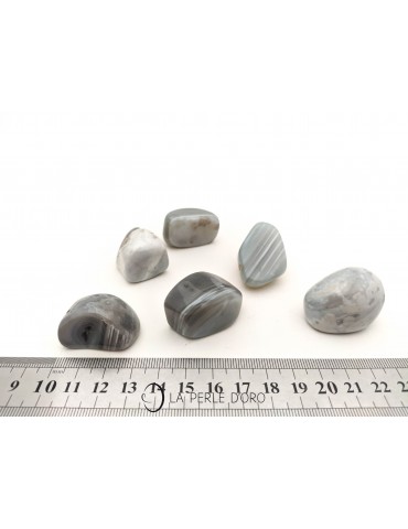 Grey Ribbon Agate, Rolled Stone 1,18inches to 1,57 inches sold by unit (Soothing and Stability)