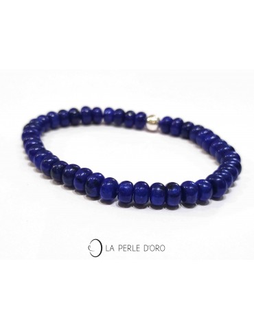 Lapis lazulis 6mm rondelles surteintées, Bracelet collection Messager