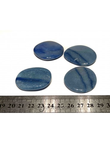 Blue aventurine (Blue quartz, Africa), Flat pebble 4 to 4.5cm (Communication, Soothing)