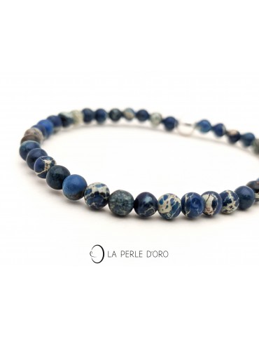 Jaspe impression bleu indigo 4mm, Bracelet Collection Délicats