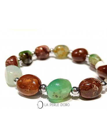Green Chrysoprase 10 to 12mm baroque stones, Bracelet semi precious stones