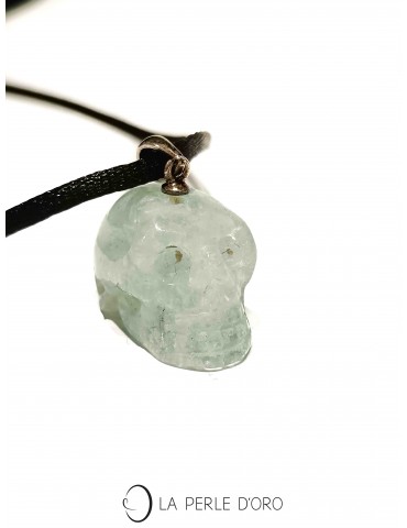 Aquamarine, skull pendant