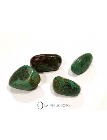 Chrysocolla, rolled stone...