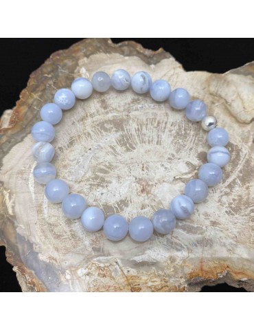 Calcédoine bleue 8mm,...