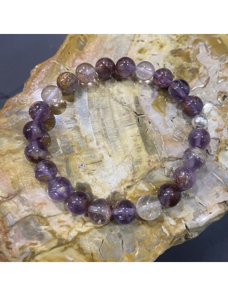 Bracelet améthyste cacoxénite 8mm
