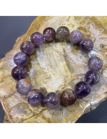 bracelet améthyste cacoxénite 12mm