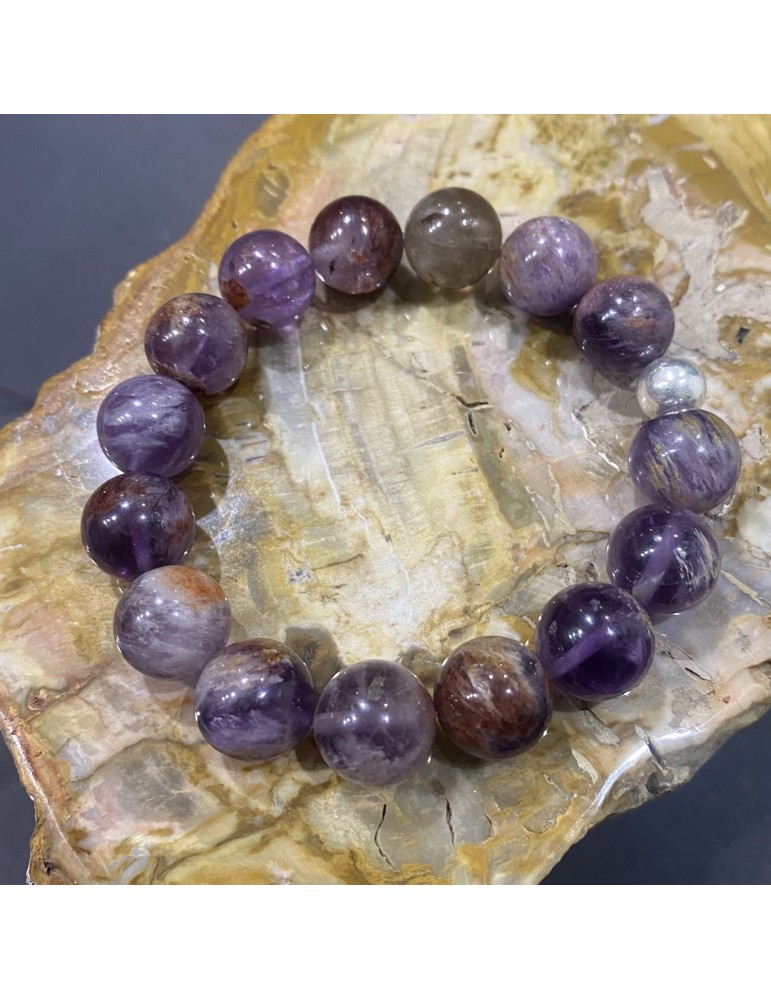 bracelet améthyste cacoxénite 12mm
