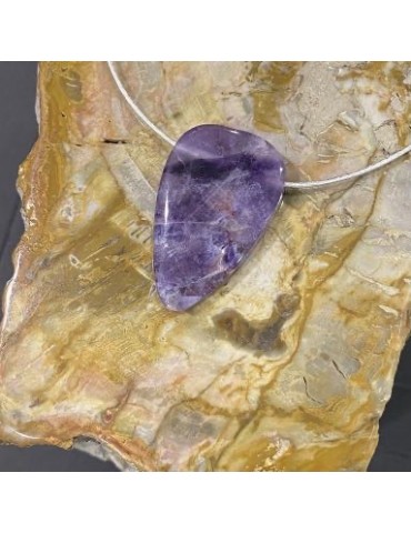 pendentif améthyste chevrons