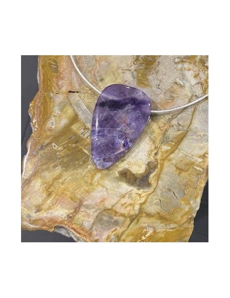 pendentif améthyste chevrons