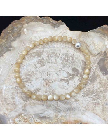 Nacre beige 4mm, Bracelet...