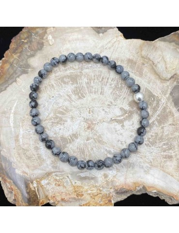 Obsidienne neige 4mm,...