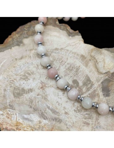 Opale Rose 8mm et Hématite...