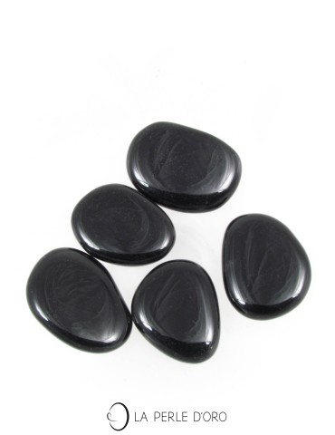 Obsidienne noire, Galet plat 3,5 à 4,5 cm  (Protection)