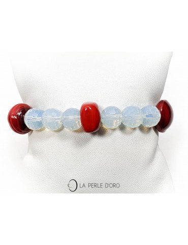 Verre de Murano sur Cristal de Bohème 10mm, bracelet Collection Femme